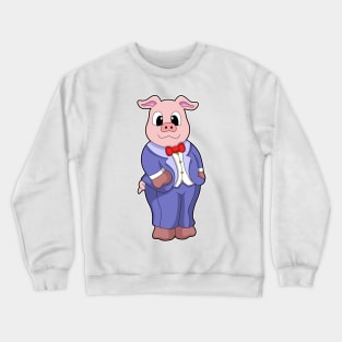 Pig as Groom with Suit Crewneck Sweatshirt